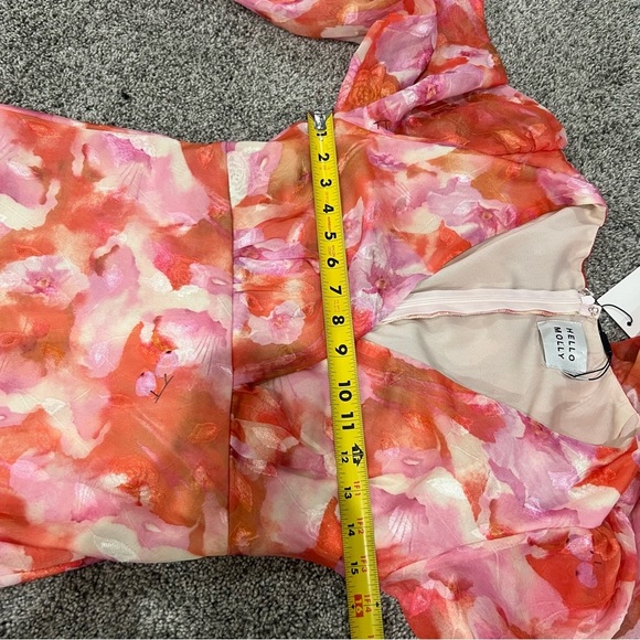 NWT Hello Molly  Orange Pink Side Slit Midi Floral Dress Women’s Size Small - Picture 10 of 15